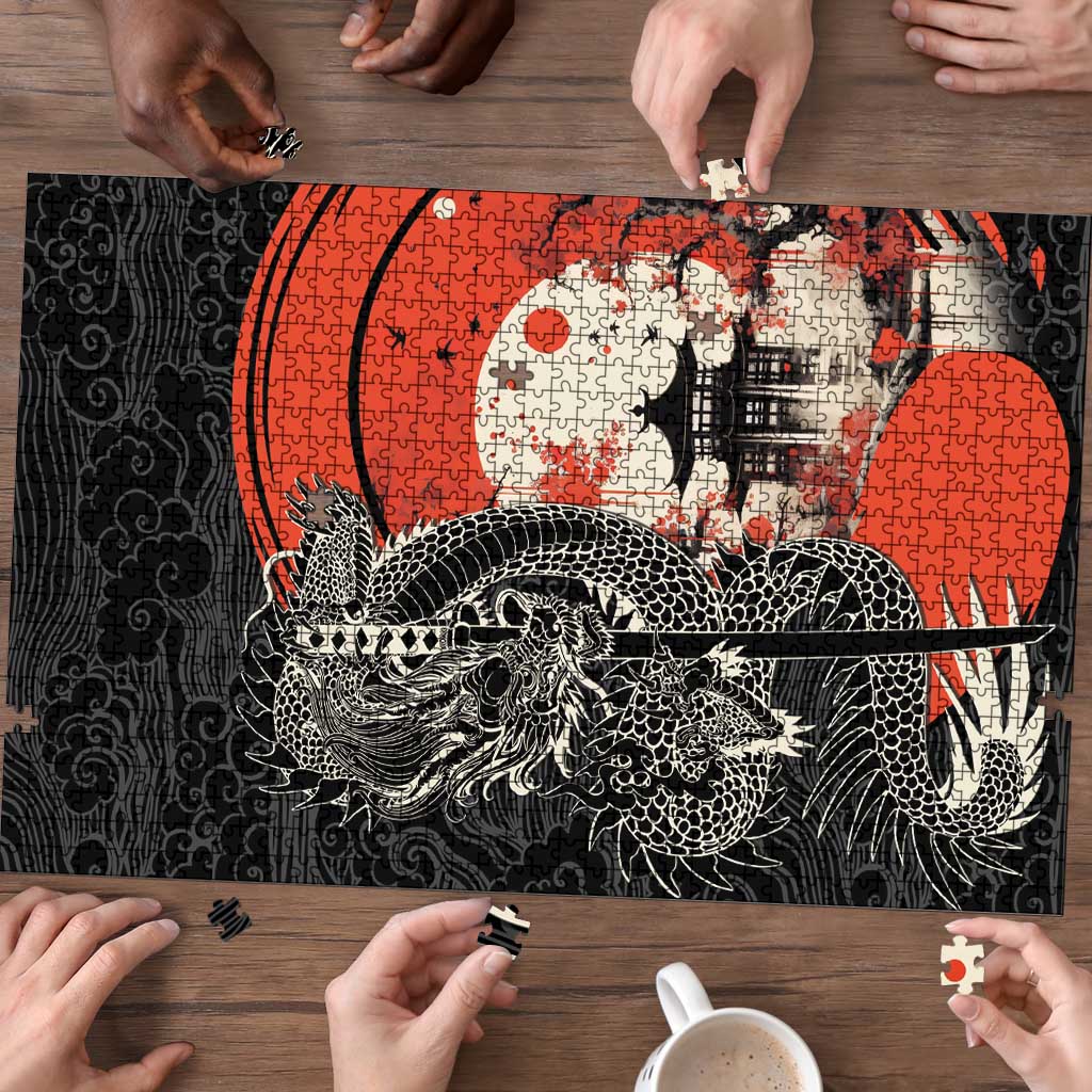 Japanese Dragon Katana Enso Puzzle Japan Pagoda Seamless Cloud LT14 - Polynesian Pride