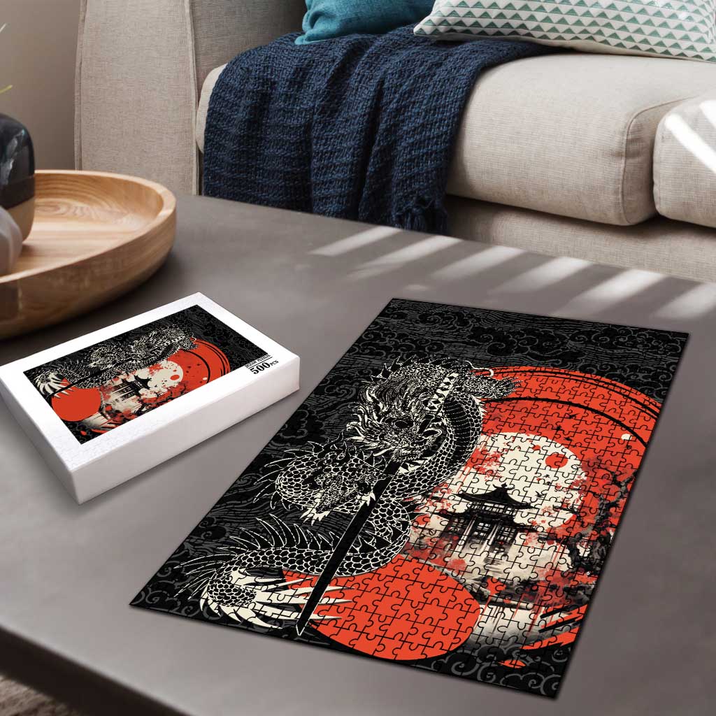 Japanese Dragon Katana Enso Puzzle Japan Pagoda Seamless Cloud LT14 - Polynesian Pride
