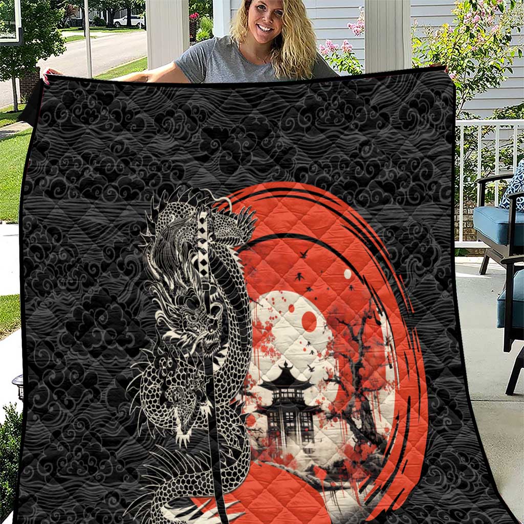 Japanese Dragon Katana Enso Quilt Japan Pagoda Seamless Cloud - Polynesian Pride