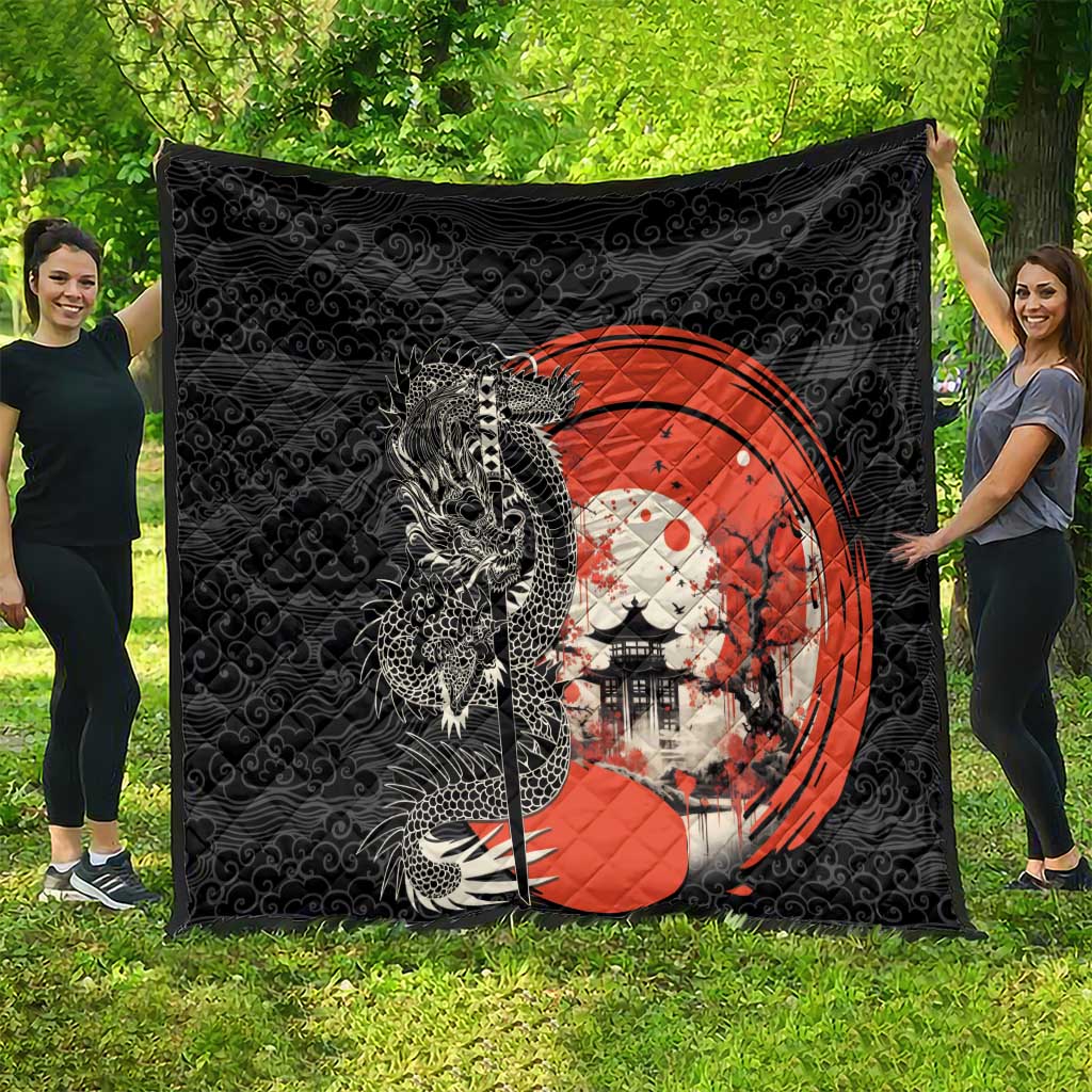 Japanese Dragon Katana Enso Quilt Japan Pagoda Seamless Cloud - Polynesian Pride