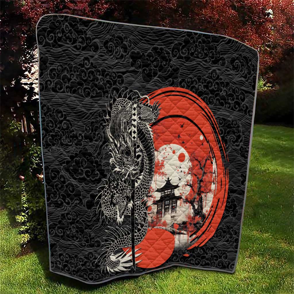 Japanese Dragon Katana Enso Quilt Japan Pagoda Seamless Cloud - Polynesian Pride