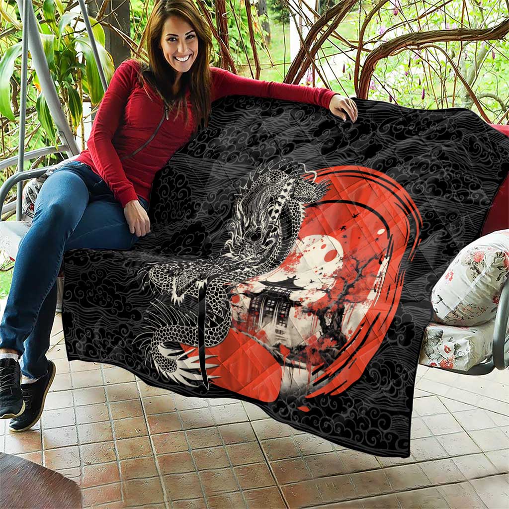 Japanese Dragon Katana Enso Quilt Japan Pagoda Seamless Cloud - Polynesian Pride