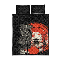 Japanese Dragon Katana Enso Quilt Bed Set Japan Pagoda Seamless Cloud - Polynesian Pride