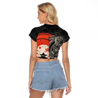 Japanese Dragon Katana Enso Raglan Cropped T Shirt Japan Pagoda Seamless Cloud LT14 - Polynesian Pride