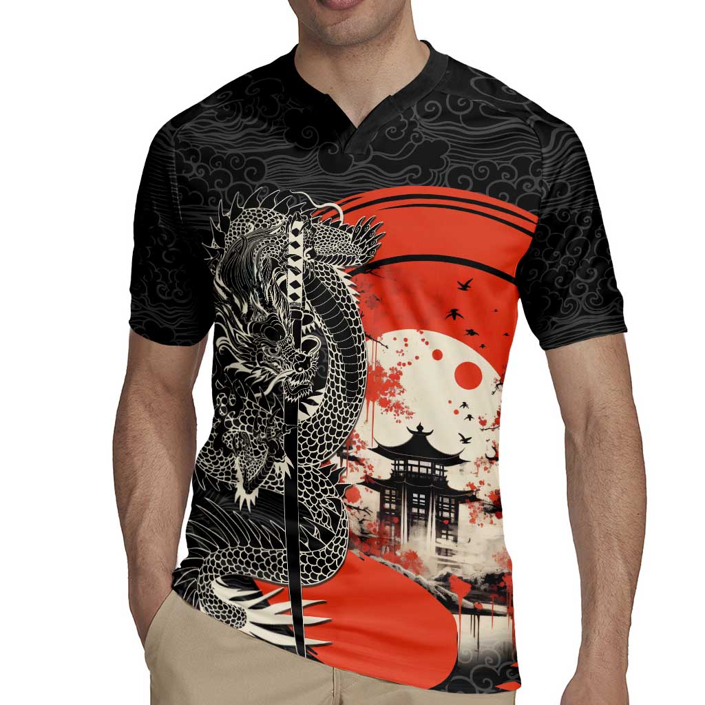 Japanese Dragon Katana Enso Rugby Jersey Japan Pagoda Seamless Cloud LT14 - Polynesian Pride