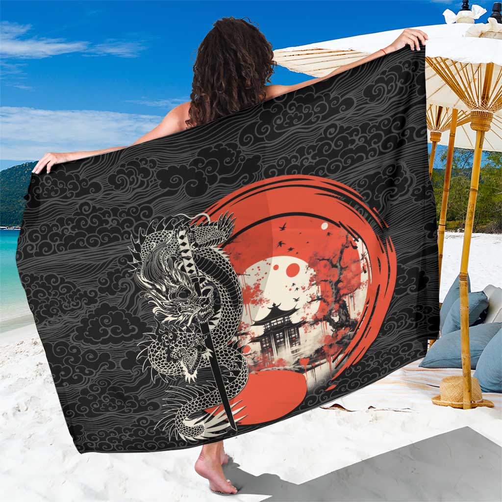 Japanese Dragon Katana Enso Sarong Japan Pagoda Seamless Cloud - Polynesian Pride
