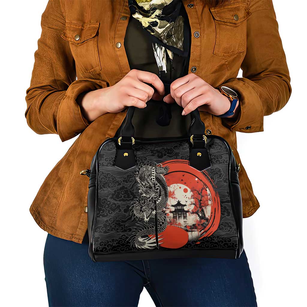 Japanese Dragon Katana Enso Shoulder Handbag Japan Pagoda Seamless Cloud LT14 - Polynesian Pride