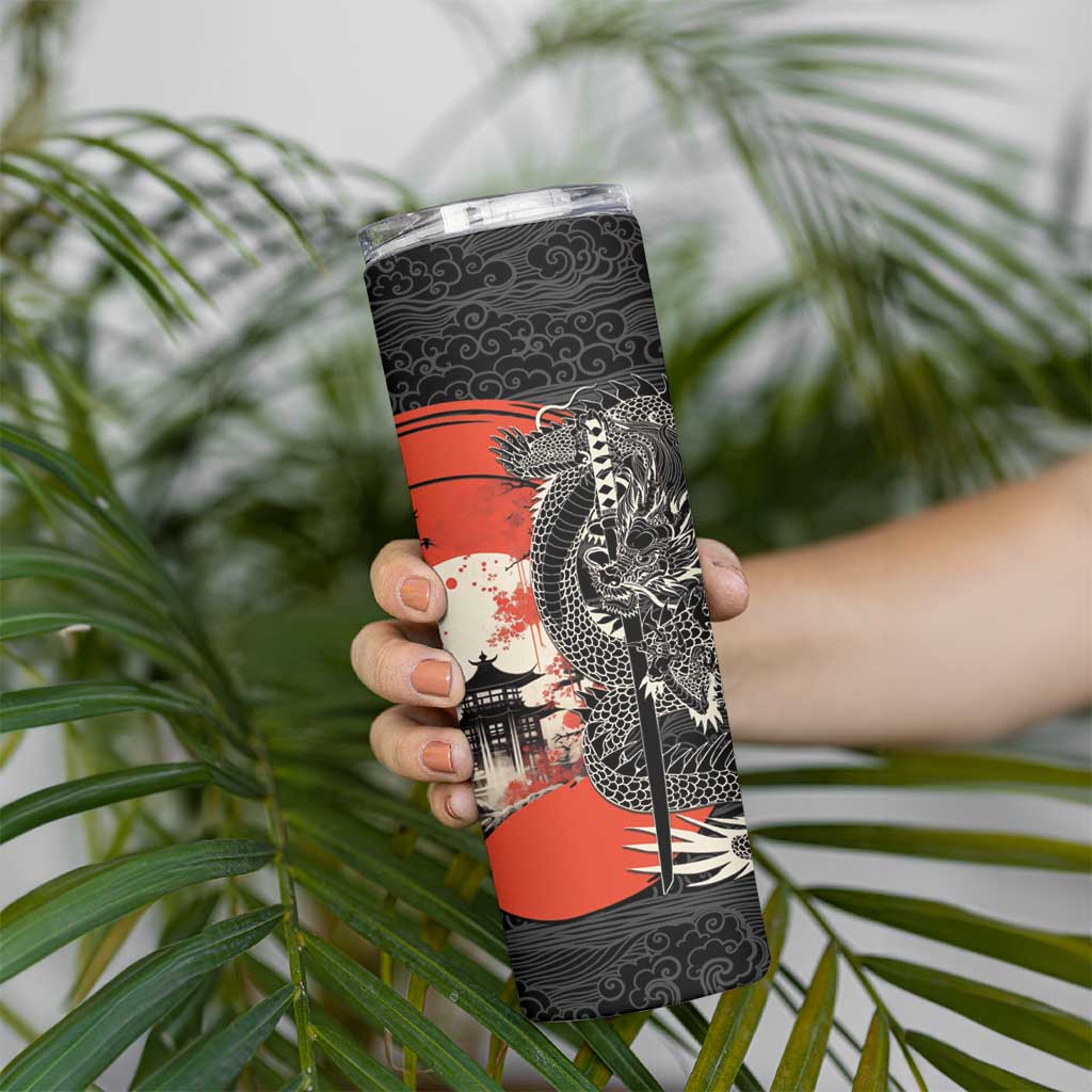 Japanese Dragon Katana Enso Skinny Tumbler Japan Pagoda Seamless Cloud LT14 - Polynesian Pride