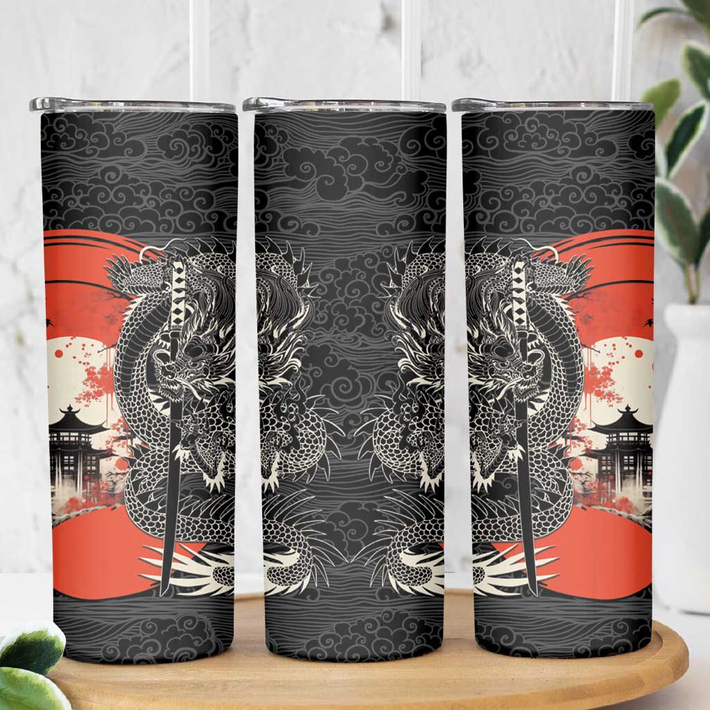 Japanese Dragon Katana Enso Skinny Tumbler Japan Pagoda Seamless Cloud LT14 - Polynesian Pride