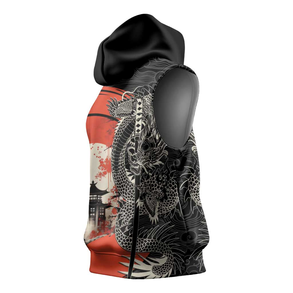 Japanese Dragon Katana Enso Sleeveless Hoodie Japan Pagoda Seamless Cloud LT14 - Polynesian Pride