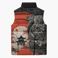 Japanese Dragon Katana Enso Sleeveless Puffer Jacket Japan Pagoda Seamless Cloud LT14 - Polynesian Pride
