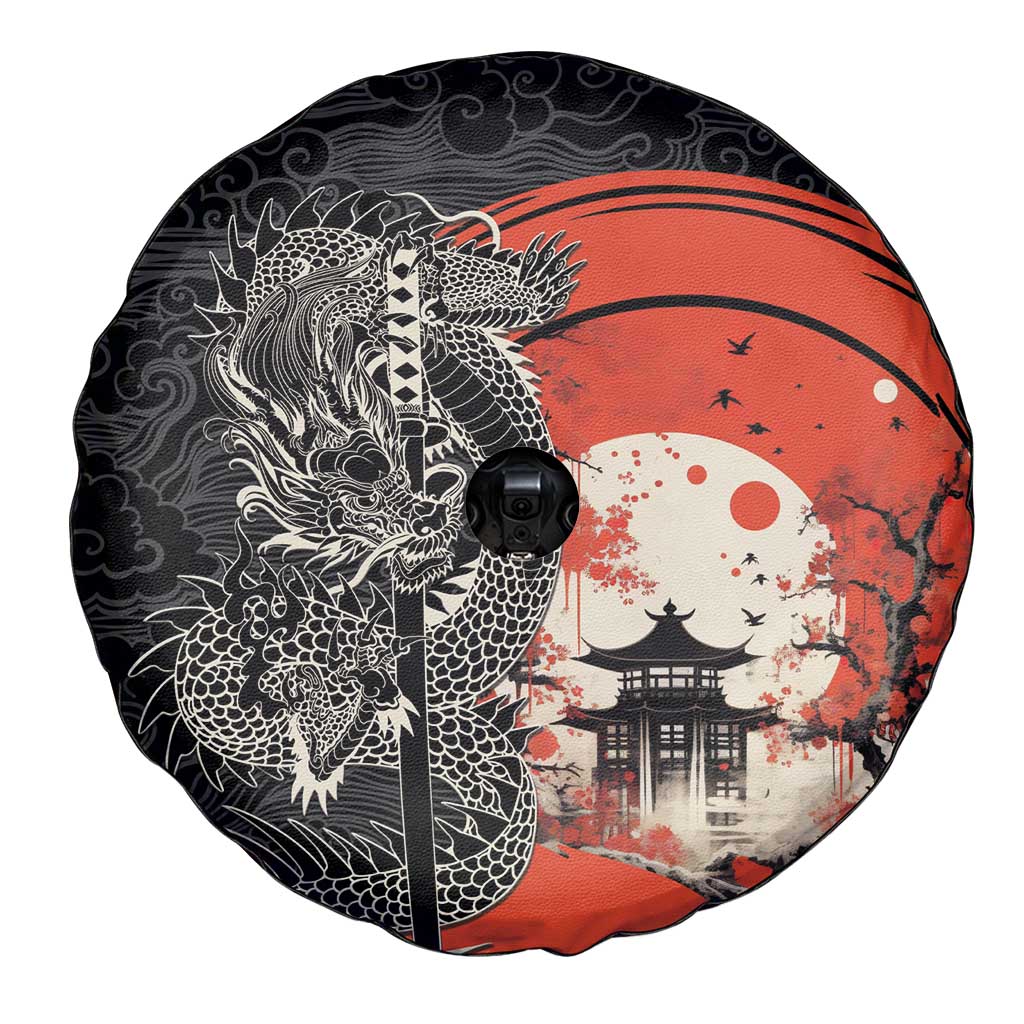 Japanese Dragon Katana Enso Spare Tire Cover Japan Pagoda Seamless Cloud LT14 - Polynesian Pride