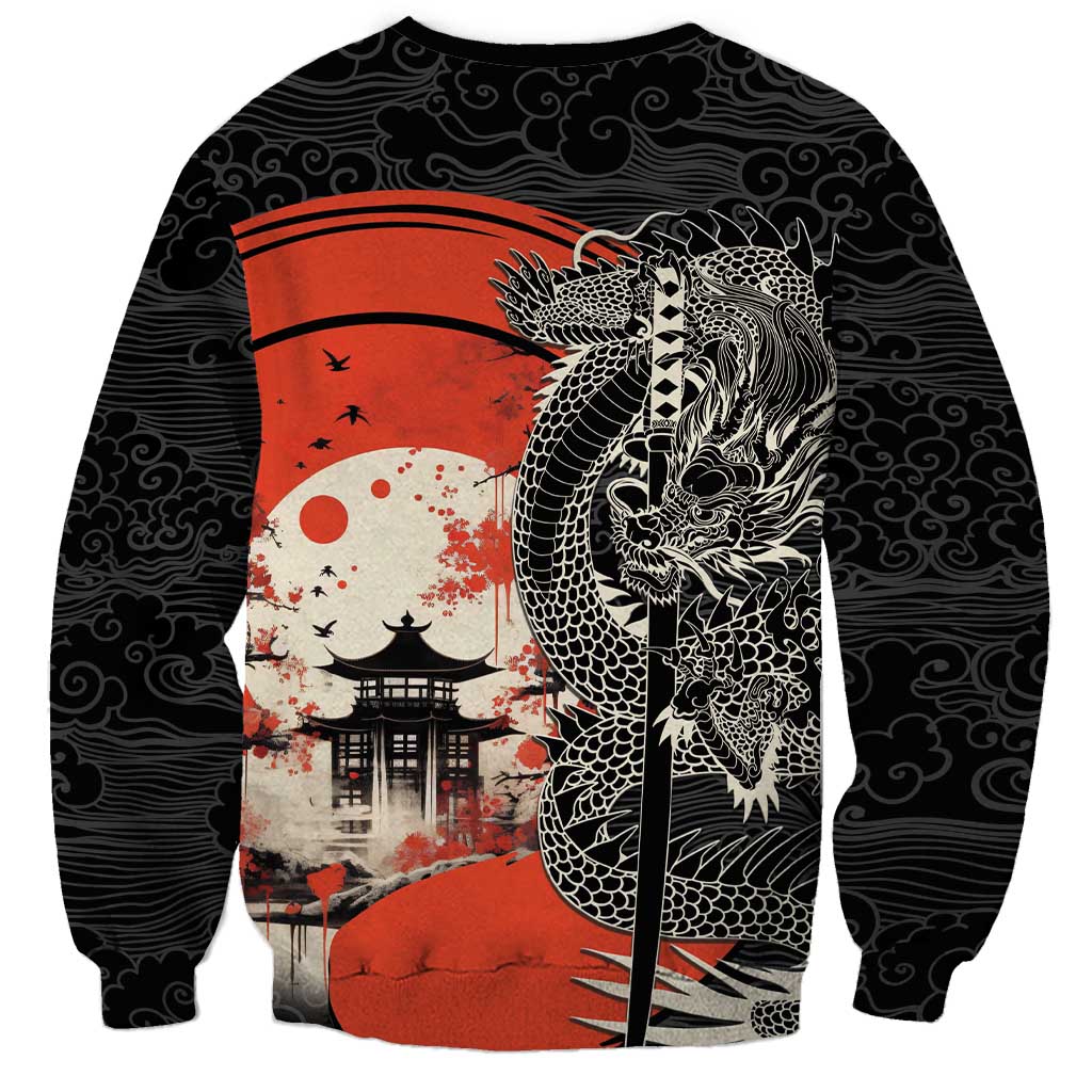 Japanese Dragon Katana Enso Sweatshirt Japan Pagoda Seamless Cloud LT14 - Polynesian Pride