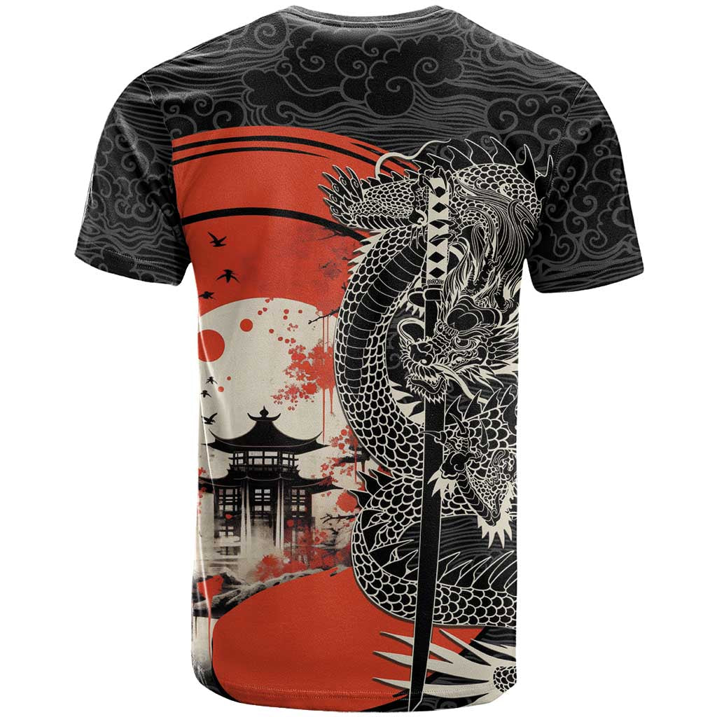 Japanese Dragon Katana Enso T Shirt Japan Pagoda Seamless Cloud - Polynesian Pride