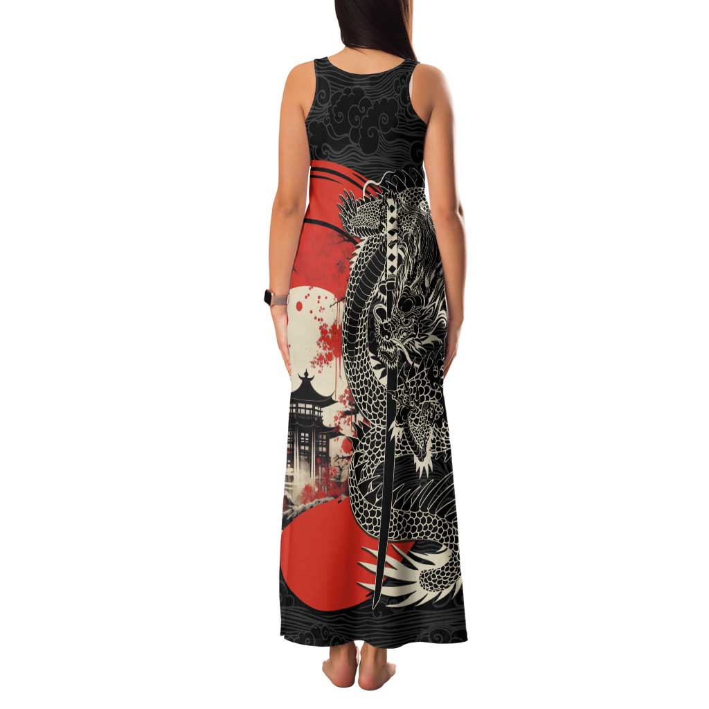 Japanese Dragon Katana Enso Tank Maxi Dress Japan Pagoda Seamless Cloud LT14 - Polynesian Pride