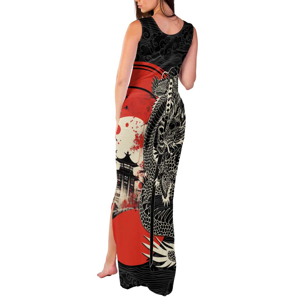 Japanese Dragon Katana Enso Tank Maxi Dress Japan Pagoda Seamless Cloud LT14 - Polynesian Pride