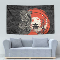 Japanese Dragon Katana Enso Tapestry Japan Pagoda Seamless Cloud LT14 - Polynesian Pride