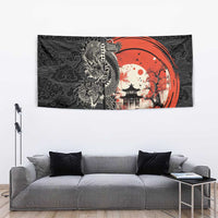 Japanese Dragon Katana Enso Tapestry Japan Pagoda Seamless Cloud LT14 - Polynesian Pride