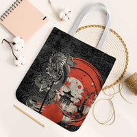 Japanese Dragon Katana Enso Tote Bag Japan Pagoda Seamless Cloud LT14 White Strap One Size Black - Polynesian Pride