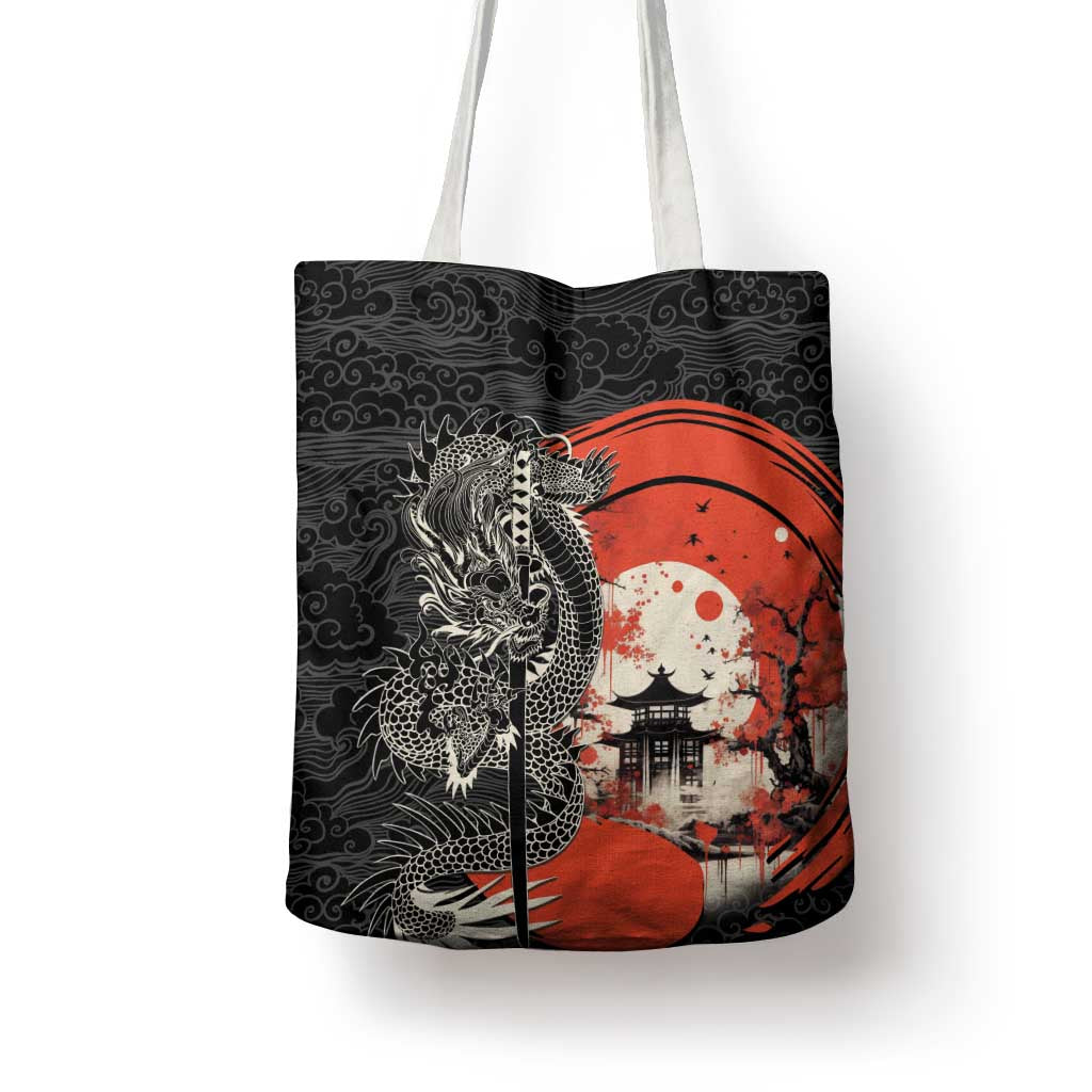 Japanese Dragon Katana Enso Tote Bag Japan Pagoda Seamless Cloud LT14 - Polynesian Pride