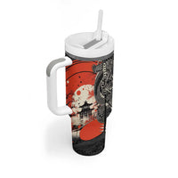 Japanese Dragon Katana Enso Tumbler With Handle Japan Pagoda Seamless Cloud LT14 - Polynesian Pride