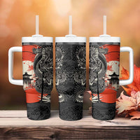 Japanese Dragon Katana Enso Tumbler With Handle Japan Pagoda Seamless Cloud LT14 - Polynesian Pride