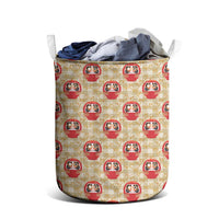 Japanese Daruma Doll Laundry Basket Palaka With Seamless Bamboo Pattern - Polynesian Pride