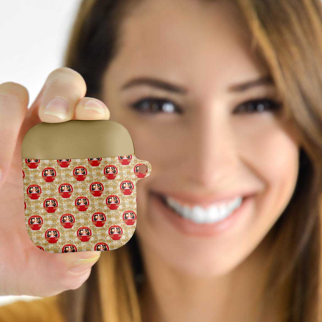 Japanese Daruma Doll AirPods Case Palaka With Seamless Bamboo Pattern - Polynesian Pride