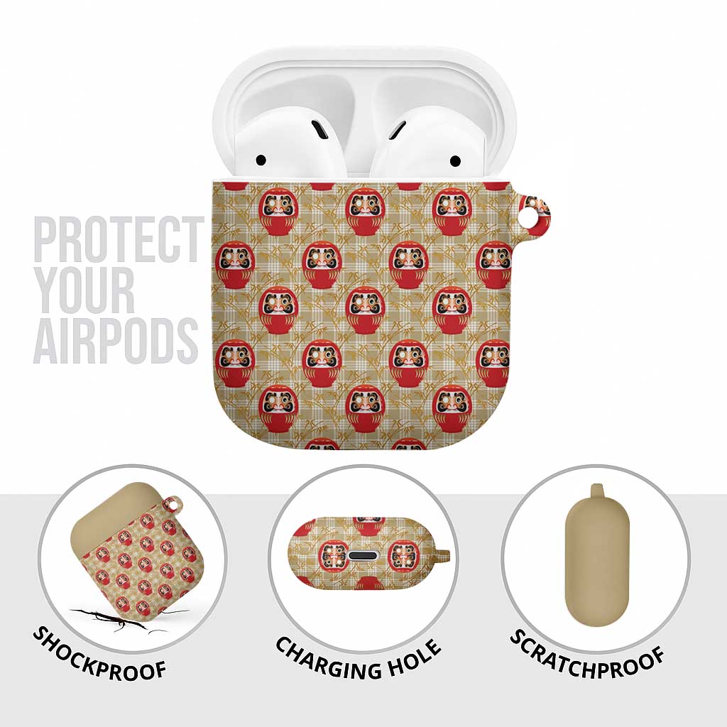 Japanese Daruma Doll AirPods Case Palaka With Seamless Bamboo Pattern - Polynesian Pride