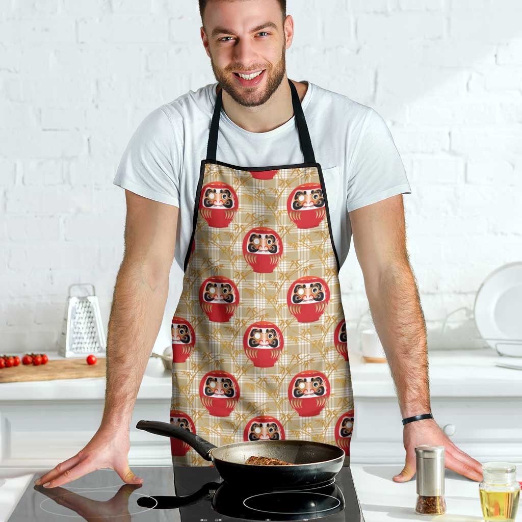 Japanese Daruma Doll Apron Palaka With Seamless Bamboo Pattern LT14 - Polynesian Pride