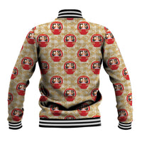 Japanese Daruma Doll Baseball Jacket Palaka With Seamless Bamboo Pattern LT14 - Polynesian Pride