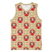 Japanese Daruma Doll Basketball Jersey Palaka With Seamless Bamboo Pattern LT14 Unisex Beige - Polynesian Pride