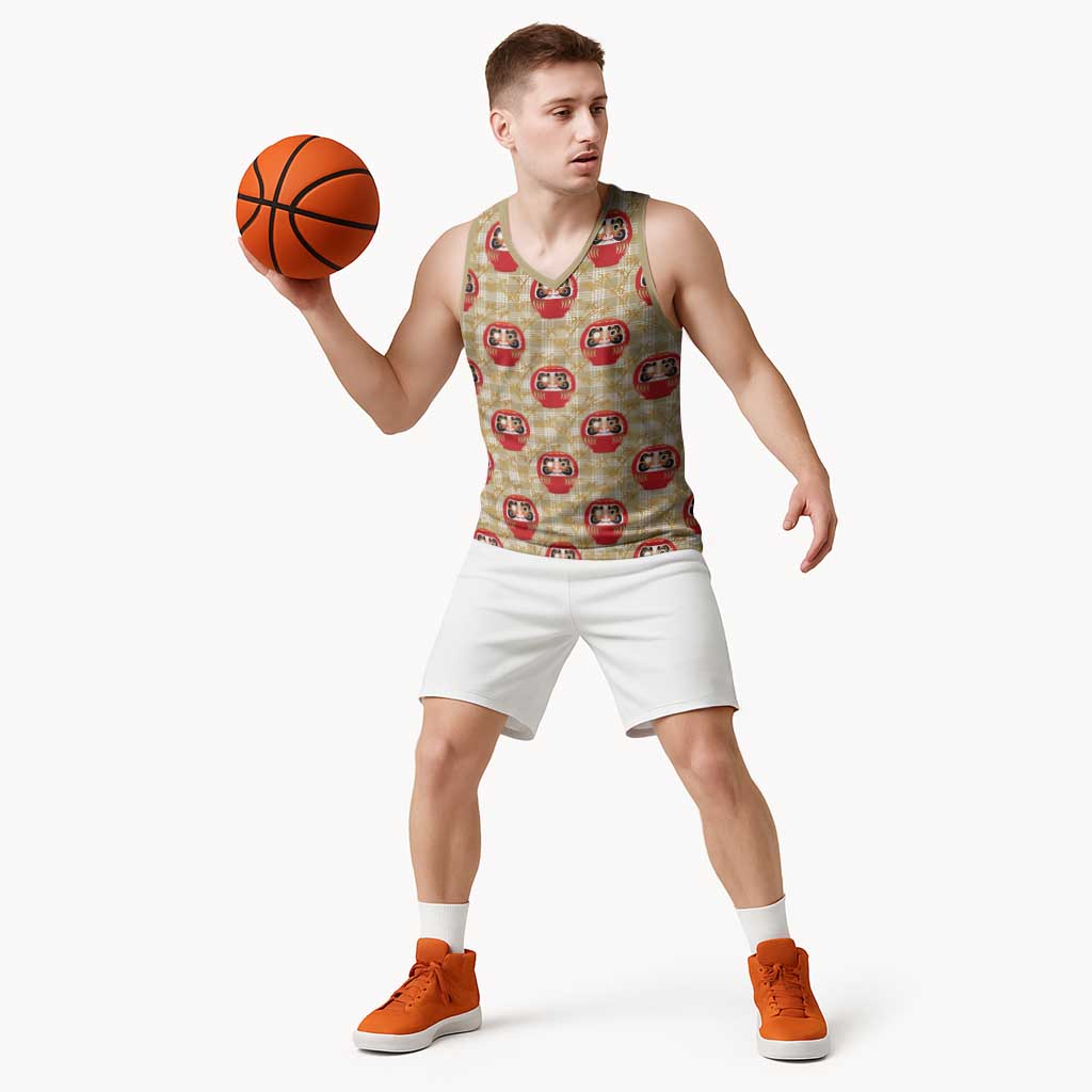 Japanese Daruma Doll Basketball Jersey Palaka With Seamless Bamboo Pattern LT14 - Polynesian Pride