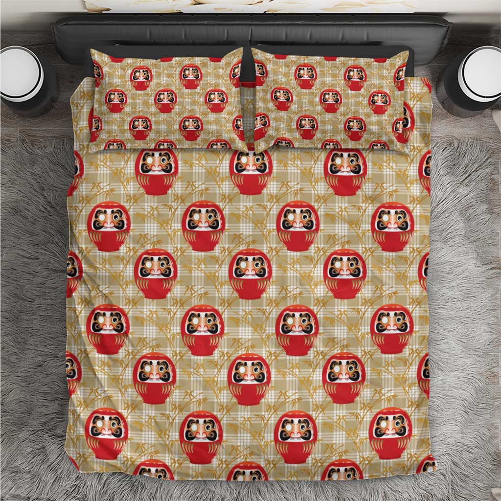 Japanese Daruma Doll Bedding Set Palaka With Seamless Bamboo Pattern - Polynesian Pride