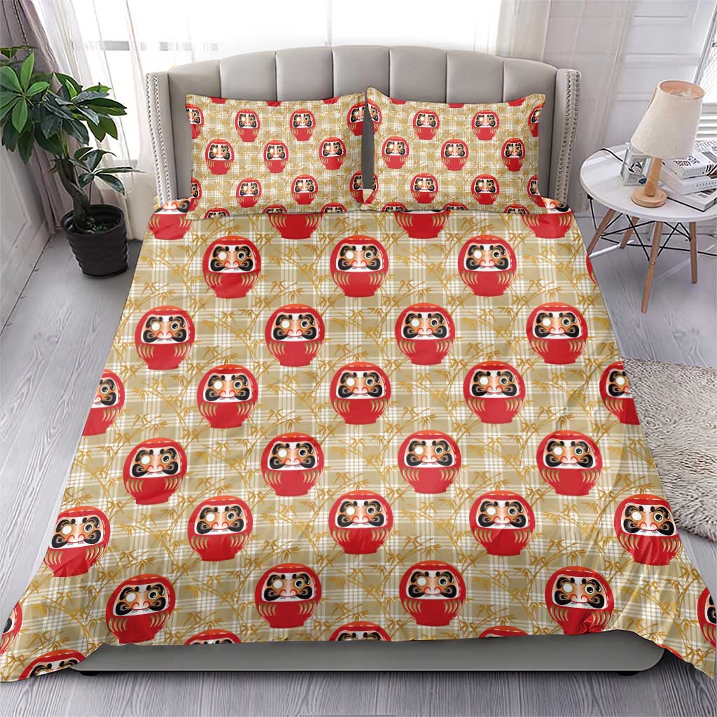 Japanese Daruma Doll Bedding Set Palaka With Seamless Bamboo Pattern - Polynesian Pride