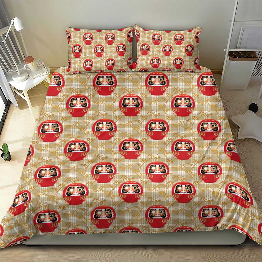 Japanese Daruma Doll Bedding Set Palaka With Seamless Bamboo Pattern - Polynesian Pride