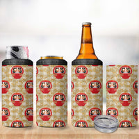 Japanese Daruma Doll 4 in 1 Can Cooler Tumbler Palaka With Seamless Bamboo Pattern LT14 - Polynesian Pride