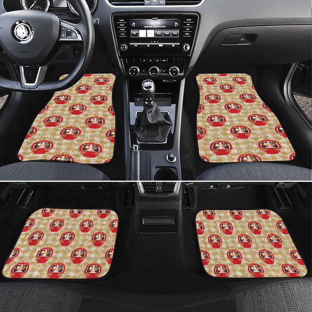 Japanese Daruma Doll Car Mats Palaka With Seamless Bamboo Pattern - Polynesian Pride