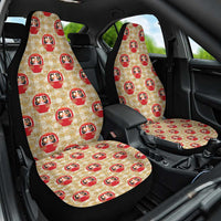 Japanese Daruma Doll Car Seat Cover Palaka With Seamless Bamboo Pattern LT14 One Size Beige - Polynesian Pride
