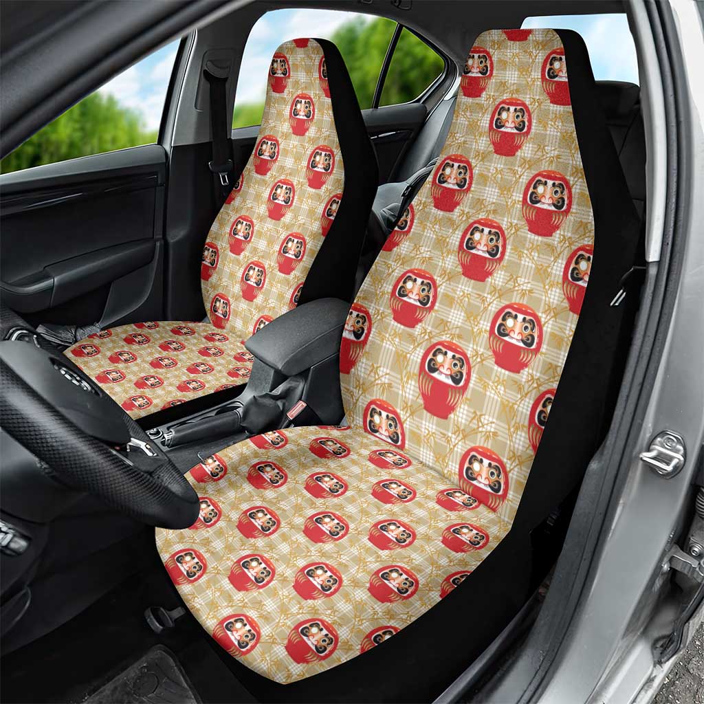 Japanese Daruma Doll Car Seat Cover Palaka With Seamless Bamboo Pattern LT14 - Polynesian Pride