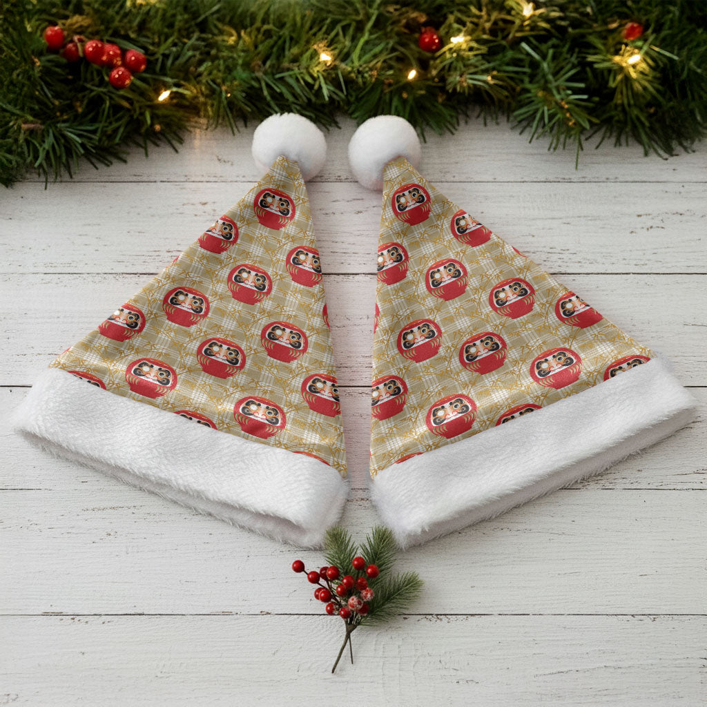 Japanese Daruma Doll Christmas Santa Hat Palaka With Seamless Bamboo Pattern LT14 - Polynesian Pride