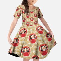 Japanese Daruma Doll Family Matching Long Sleeve Bodycon Dress and Hawaiian Shirt Palaka With Seamless Bamboo Pattern - Polynesian Pride