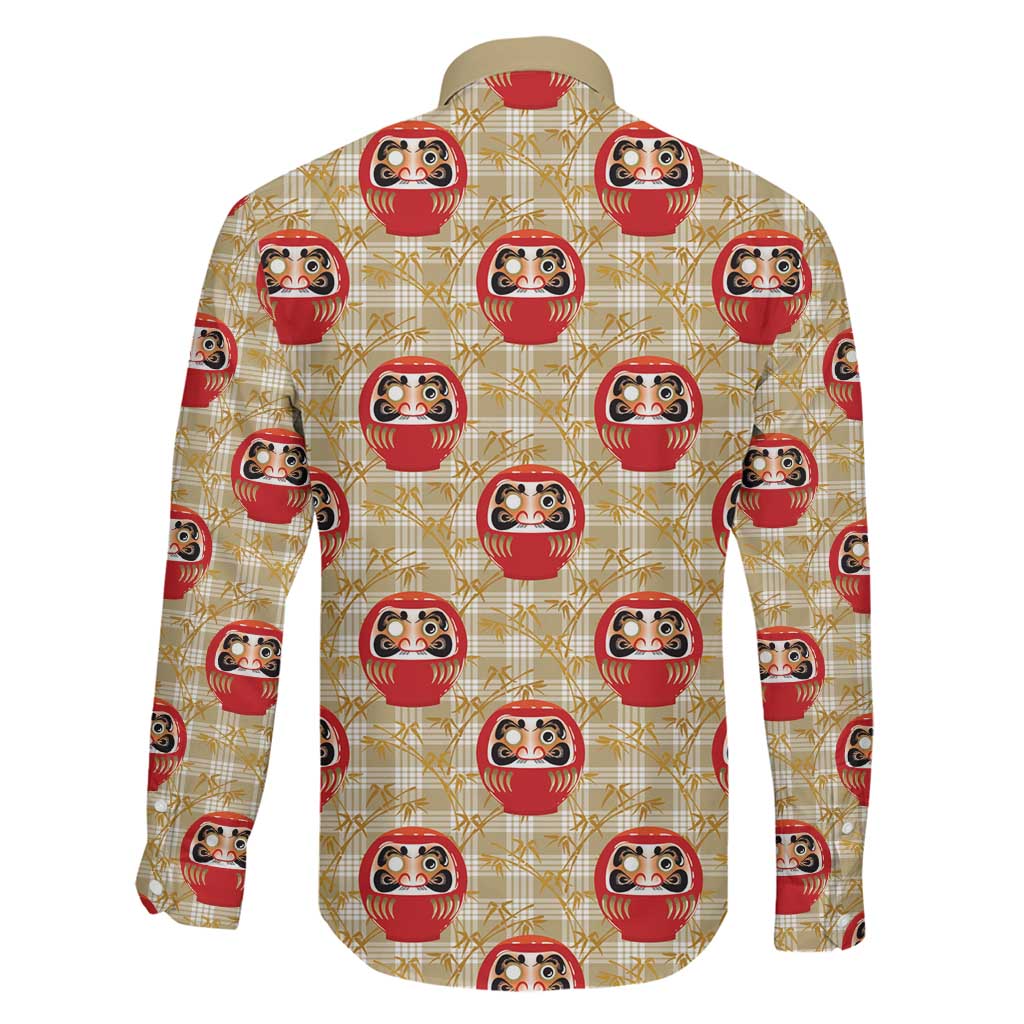 Japanese Daruma Doll Family Matching Long Sleeve Bodycon Dress and Hawaiian Shirt Palaka With Seamless Bamboo Pattern - Polynesian Pride