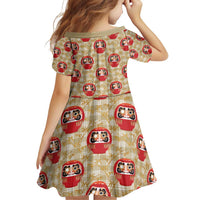 Japanese Daruma Doll Family Matching Off Shoulder Short Dress and Hawaiian Shirt Palaka With Seamless Bamboo Pattern - Polynesian Pride