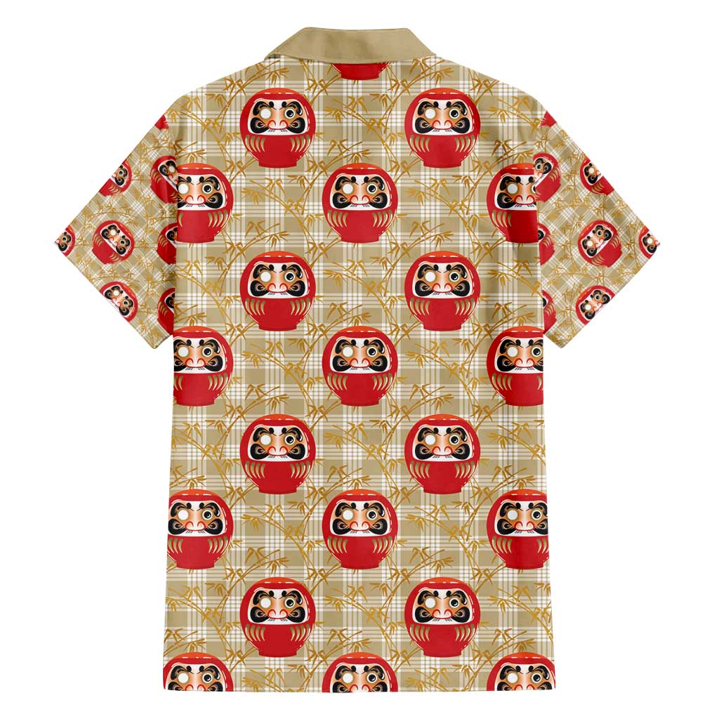 Japanese Daruma Doll Family Matching Off Shoulder Short Dress and Hawaiian Shirt Palaka With Seamless Bamboo Pattern - Polynesian Pride