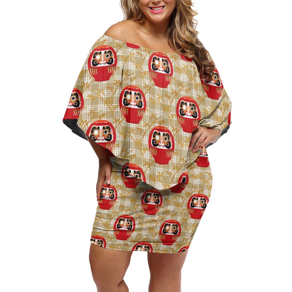 Japanese Daruma Doll Family Matching Off Shoulder Short Dress and Hawaiian Shirt Palaka With Seamless Bamboo Pattern - Polynesian Pride