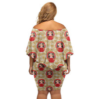 Japanese Daruma Doll Family Matching Off Shoulder Short Dress and Hawaiian Shirt Palaka With Seamless Bamboo Pattern - Polynesian Pride