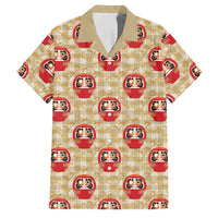 Japanese Daruma Doll Family Matching Puletasi and Hawaiian Shirt Palaka With Seamless Bamboo Pattern LT14 Dad's Shirt - Short Sleeve Beige - Polynesian Pride
