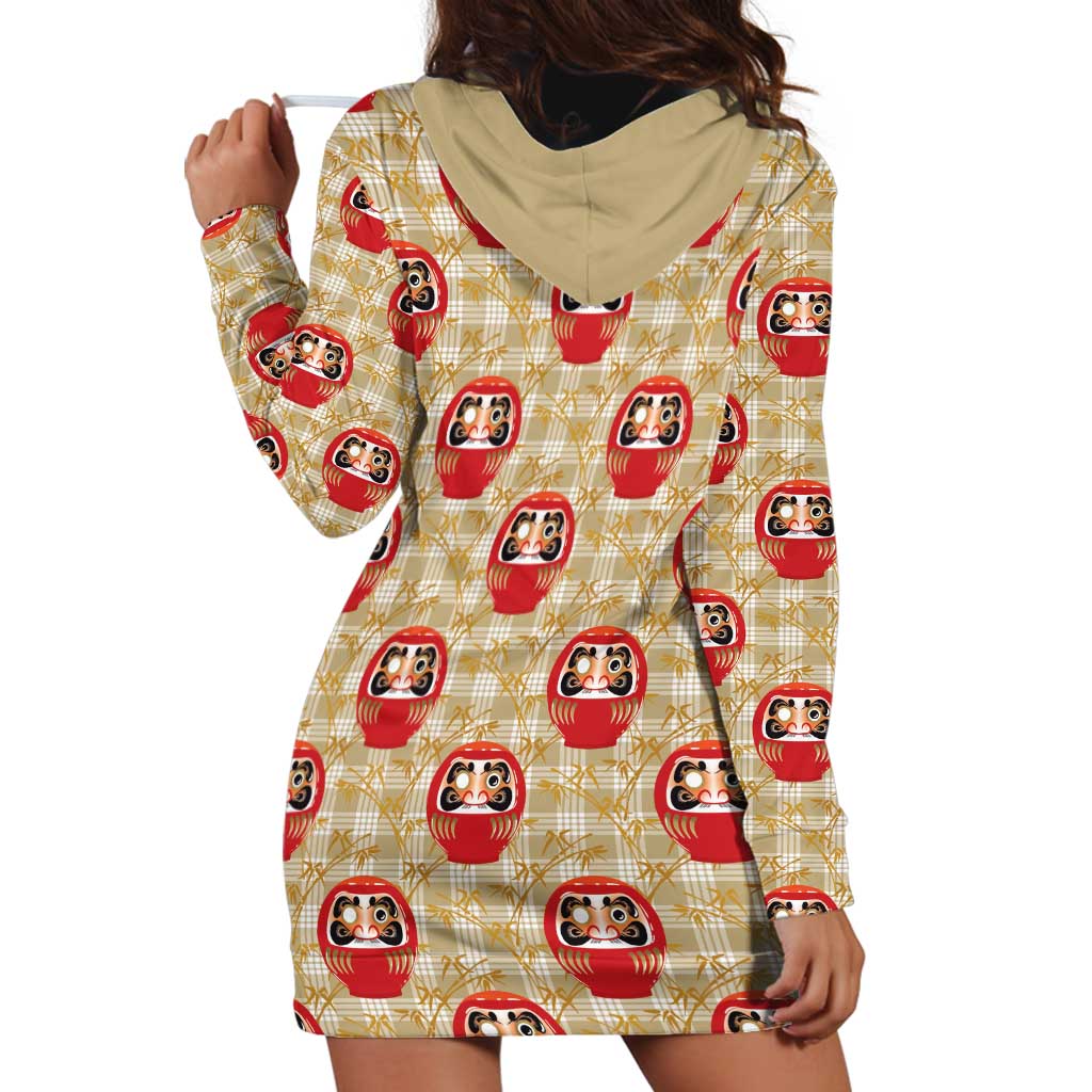 Japanese Daruma Doll Hoodie Dress Palaka With Seamless Bamboo Pattern LT14 - Polynesian Pride