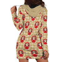 Japanese Daruma Doll Hoodie Dress Palaka With Seamless Bamboo Pattern LT14 - Polynesian Pride